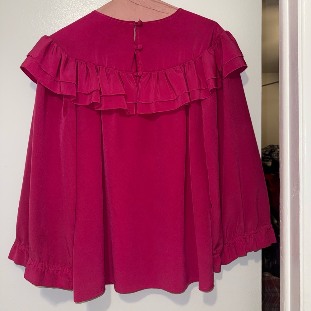 Chic Fuchsia Ruffle Blouse